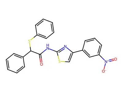 N-[4-(3-nitrophenyl)-1,3-thiazol-2-yl]-2-phenyl-2-phenylsulfanylacetamide structure