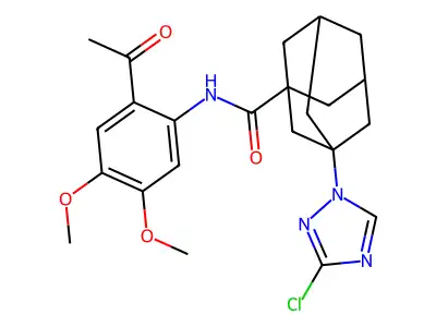 N-(2-acetyl-4,5-dimethoxyphenyl)-3-(3-chloro-1,2,4-triazol-1-yl)adamantane-1-carboxamide structure