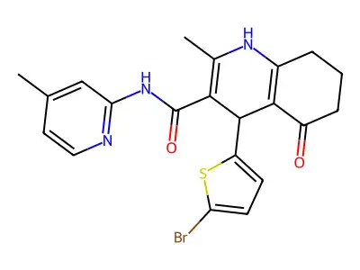 4-(5-bromothiophen-2-yl)-2-methyl-N-(4-methylpyridin-2-yl)-5-oxo-4,6,7,8-tetrahydro-1H-quinoline-3-carboxamide structure