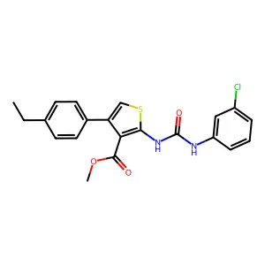 methyl 2-[(3-chlorophenyl)carbamoylamino]-4-(4-ethylphenyl)thiophene-3-carboxylate structure