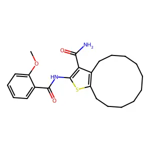 2-[(2-methoxybenzoyl)amino]-4,5,6,7,8,9,10,11,12,13-decahydrocyclododeca[b]thiophene-3-carboxamide structure