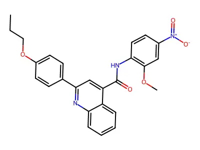 N-(2-methoxy-4-nitrophenyl)-2-(4-propoxyphenyl)quinoline-4-carboxamide structure