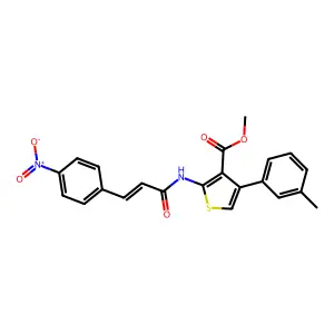 methyl 4-(3-methylphenyl)-2-[[(E)-3-(4-nitrophenyl)prop-2-enoyl]amino]thiophene-3-carboxylate structure
