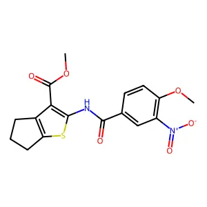 methyl 2-[(4-methoxy-3-nitrobenzoyl)amino]-5,6-dihydro-4H-cyclopenta[b]thiophene-3-carboxylate structure