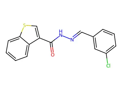 N-[(3-chlorophenyl)methylideneamino]-1-benzothiophene-3-carboxamide structure