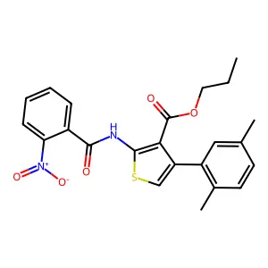 Propyl 4-(2,5-dimethylphenyl)-2-[(2-nitrobenzoyl)amino]thiophene-3-carboxylate structure