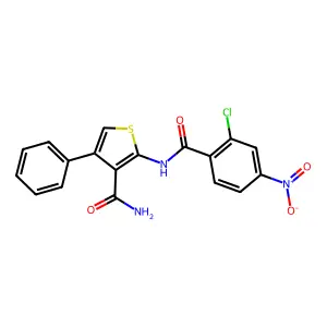 2-[(2-Chloro-4-nitrobenzoyl)amino]-4-phenylthiophene-3-carboxamide structure