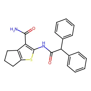 2-[(diphenylacetyl)amino]-5,6-dihydro-4H-cyclopenta[b]thiophene-3-carboxamide structure