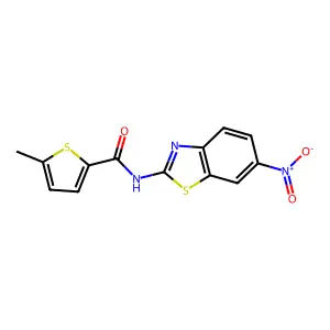 5-methyl-N-(6-nitro-1,3-benzothiazol-2-yl)thiophene-2-carboxamide structure