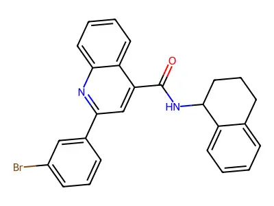 2-(3-bromophenyl)-N-(1,2,3,4-tetrahydronaphthalen-1-yl)quinoline-4-carboxamide structure
