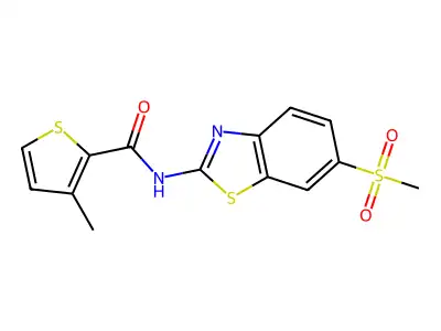3-methyl-N-(6-methylsulfonyl-1,3-benzothiazol-2-yl)thiophene-2-carboxamide structure