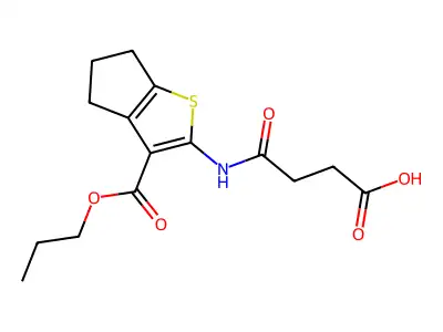 4-oxo-4-[(3-propoxycarbonyl-5,6-dihydro-4H-cyclopenta[b]thiophen-2-yl)amino]butanoic acid structure