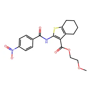 2-methoxyethyl 2-[(4-nitrobenzoyl)amino]-4,5,6,7-tetrahydro-1-benzothiophene-3-carboxylate structure