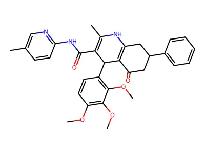 2-methyl-N-(5-methylpyridin-2-yl)-5-oxo-7-phenyl-4-(2,3,4-trimethoxyphenyl)-1,4,5,6,7,8-hexahydroquinoline-3-carboxamide structure