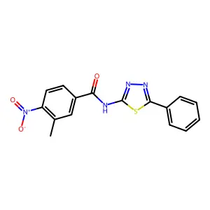 4-nitro-3-methyl-N-(5-phenyl-1,3,4-thiadiazol-2-yl)benzamide structure