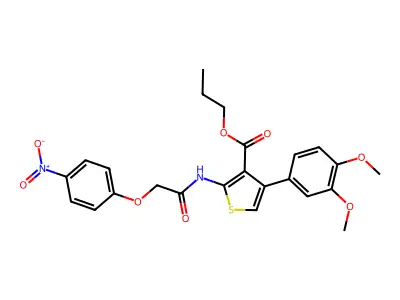 propyl 4-(3,4-dimethoxyphenyl)-2-[({4-nitrophenoxy}acetyl)amino]thiophene-3-carboxylate structure