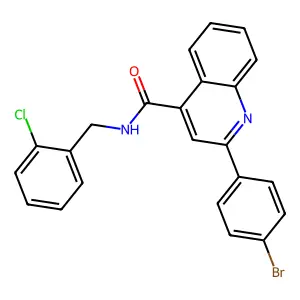 2-(4-bromophenyl)-N-[(2-chlorophenyl)methyl]quinoline-4-carboxamide structure