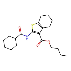 butyl 2-[(cyclohexylcarbonyl)amino]-4,5,6,7-tetrahydro-1-benzothiophene-3-carboxylate structure