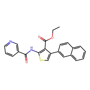 Ethyl 4-(2-naphthyl)-2-[(3-pyridylcarbonyl)amino]-3-thiophenecarboxylate structure