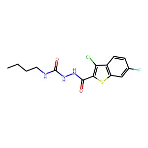 1-Butyl-3-[(3-chloro-6-fluoro-1-benzothiophene-2-carbonyl)amino]urea structure