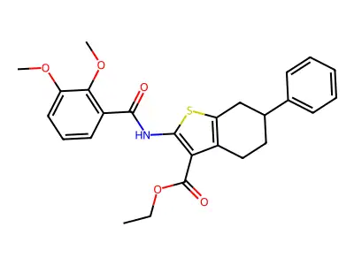 ethyl 2-[(2,3-dimethoxybenzoyl)amino]-6-phenyl-4,5,6,7-tetrahydro-1-benzothiophene-3-carboxylate structure