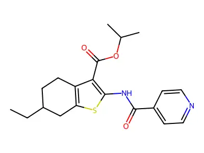 isopropyl 6-ethyl-2-(isonicotinoylamino)-4,5,6,7-tetrahydro-1-benzothiophene-3-carboxylate structure
