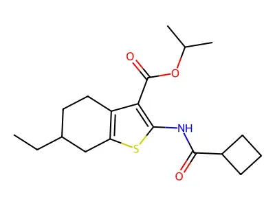 isopropyl 2-[(cyclobutylcarbonyl)amino]-6-ethyl-4,5,6,7-tetrahydro-1-benzothiophene-3-carboxylate structure