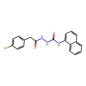 2-[(4-bromophenyl)acetyl]-N-(1-naphthyl)hydrazinecarboxamide structure