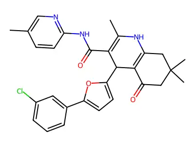4-[5-(3-chlorophenyl)-2-furyl]-2,7,7-trimethyl-N-(5-methyl-2-pyridinyl)-5-oxo-1,4,5,6,7,8-hexahydro-3-quinolinecarboxamide structure