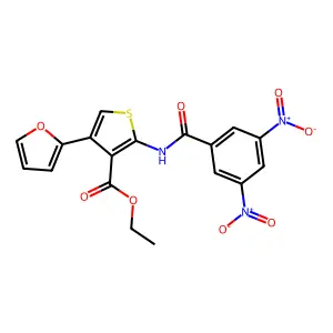 Ethyl 2-({3,5-dinitrobenzoyl}amino)-4-(2-furyl)-3-thiophenecarboxylate structure