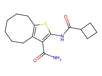 2-[(cyclobutylcarbonyl)amino]-4,5,6,7,8,9-hexahydrocycloocta[b]thiophene-3-carboxamide structure
