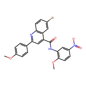 6-bromo-N-(2-methoxy-5-nitrophenyl)-2-(4-methoxyphenyl)quinoline-4-carboxamide structure