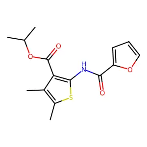 Propan-2-yl 2-(furan-2-carbonylamino)-4,5-dimethylthiophene-3-carboxylate structure