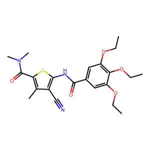 4-cyano-N,N,3-trimethyl-5-[(3,4,5-triethoxybenzoyl)amino]thiophene-2-carboxamide structure