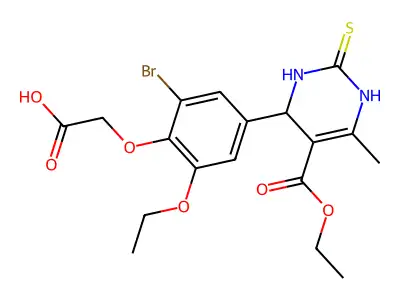 {2-bromo-6-ethoxy-4-[5-(ethoxycarbonyl)-6-methyl-2-thioxo-1,2,3,4-tetrahydropyrimidin-4-yl]phenoxy}acetic acid structure