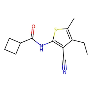 N-(3-cyano-4-ethyl-5-methylthiophen-2-yl)cyclobutanecarboxamide structure