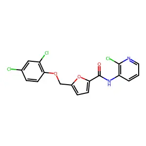 N-(2-chloropyridin-3-yl)-5-[(2,4-dichlorophenoxy)methyl]furan-2-carboxamide structure