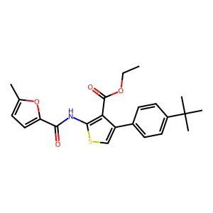 Ethyl 4-(4-tert-butylphenyl)-2-[(5-methyl-2-furoyl)amino]-3-thiophenecarboxylate structure