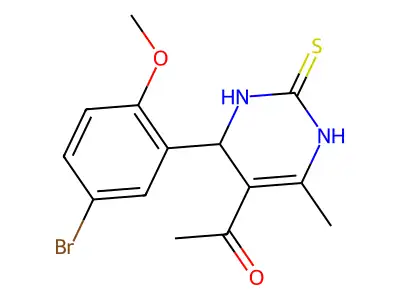1-[4-(5-bromo-2-methoxyphenyl)-6-methyl-2-sulfanylidene-3,4-dihydro-1H-pyrimidin-5-yl]ethanone structure