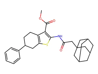methyl 2-[(1-adamantylacetyl)amino]-6-phenyl-4,5,6,7-tetrahydro-1-benzothiophene-3-carboxylate structure