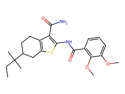 2-[(2,3-dimethoxybenzoyl)amino]-6-(2-methylbutan-2-yl)-4,5,6,7-tetrahydro-1-benzothiophene-3-carboxamide structure