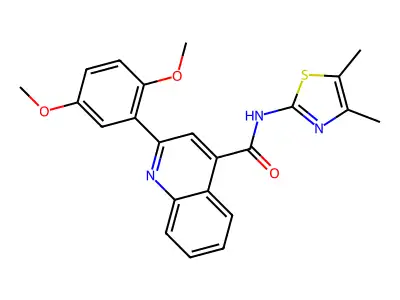 2-(2,5-dimethoxyphenyl)-N-(4,5-dimethyl-1,3-thiazol-2-yl)quinoline-4-carboxamide structure