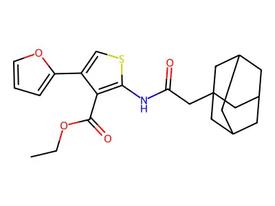 Ethyl 2-[(1-adamantylacetyl)amino]-4-(2-furyl)thiophene-3-carboxylate structure