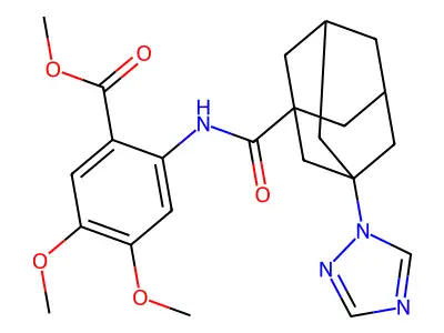 methyl 4,5-dimethoxy-2-({[3-(1H-1,2,4-triazol-1-yl)-1-adamantyl]carbonyl}amino)benzoate structure