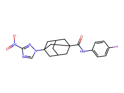 N-(4-iodophenyl)-3-(3-nitro-1,2,4-triazol-1-yl)adamantane-1-carboxamide structure