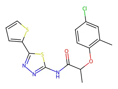 2-(4-chloro-2-methylphenoxy)-N-(5-thiophen-2-yl-1,3,4-thiadiazol-2-yl)propanamide structure