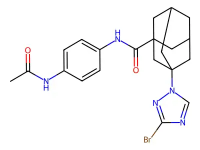 N-(4-acetamidophenyl)-3-(3-bromo-1,2,4-triazol-1-yl)adamantane-1-carboxamide structure