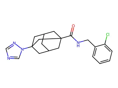 N-[(2-chlorophenyl)methyl]-3-(1,2,4-triazol-1-yl)adamantane-1-carboxamide structure