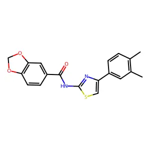 N-[4-(3,4-dimethylphenyl)-1,3-thiazol-2-yl]-1,3-benzodioxole-5-carboxamide structure