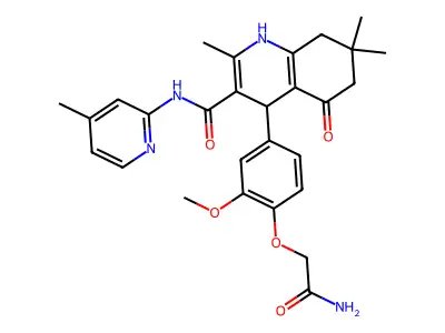 4-[4-(2-amino-2-oxoethoxy)-3-methoxyphenyl]-2,7,7-trimethyl-N-(4-methylpyridin-2-yl)-5-oxo-1,4,6,8-tetrahydroquinoline-3-carboxamide structure